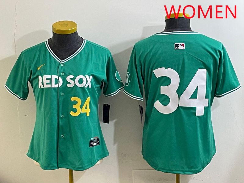 Women Boston Red Sox #34 No Name Green Joint Name Nike 2025 MLB Jersey style 5->women mlb jersey->Women Jersey